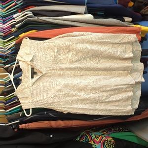 Banana Republic White and Tan Blouse